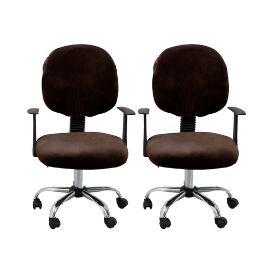 2 Set of 2 Pieces Split Stretch Chair Slipcovers Universal Rotating Desk Chair Protectors-Black