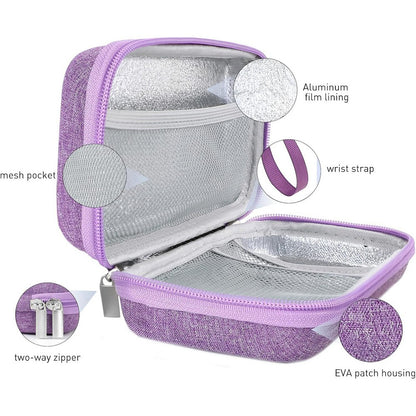 Insulin Cooler Travel Case EVA Insulation Travel Medicine Kit for Diabetes Care-Purple