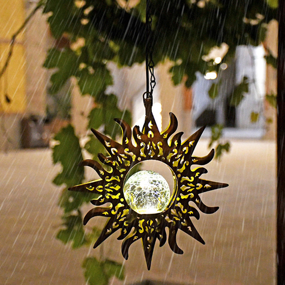 Solar Lights Sun Cracked Glass Lantern- Sun