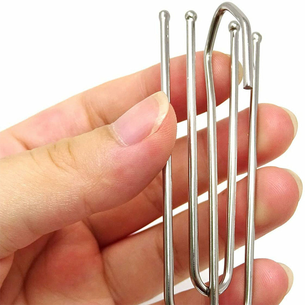 50Pcs 4 Prong Stainless Steel Pinch Pleat Curtain Hooks for Pleated Curtains-Grey