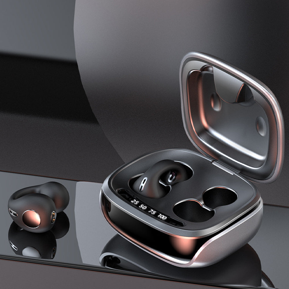 Sports Wireless Bluetooth Headphone Ear Clip Bone Conduction Headset Clip On Earbuds Black