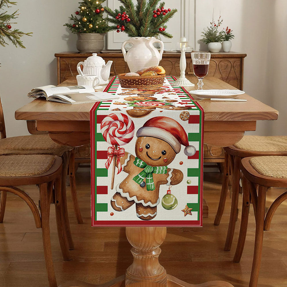 180cm Christmas Table Runner Party Dinning Tablecloth Table Flag Home Xmas Decor