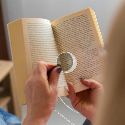 2-Pack 5X Necklace Magnifier Long Chain Magnifying Pendant for Reading Zooming Needlework