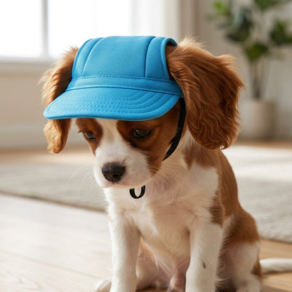 Dog Baseball Cap Adjustable Pet Hat with Ear Holes Blue L