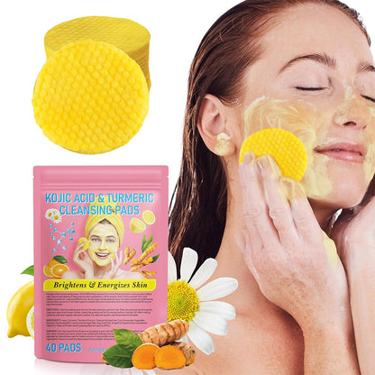 40Pcs Turmeric Cleansing Dry Pads Kojic Acid Exfoliating Pads for Face Balance Skin Oil