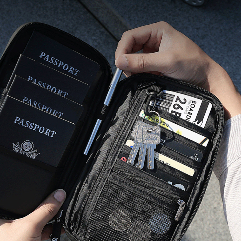 Passport Holder RFID Block Passport Wallet Water Resistance Travel Document Organizer for Credit Cards-Black