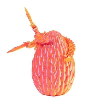 3D Printed Dragon Egg Decoration with Dragon Chinese Style Ornament Orange