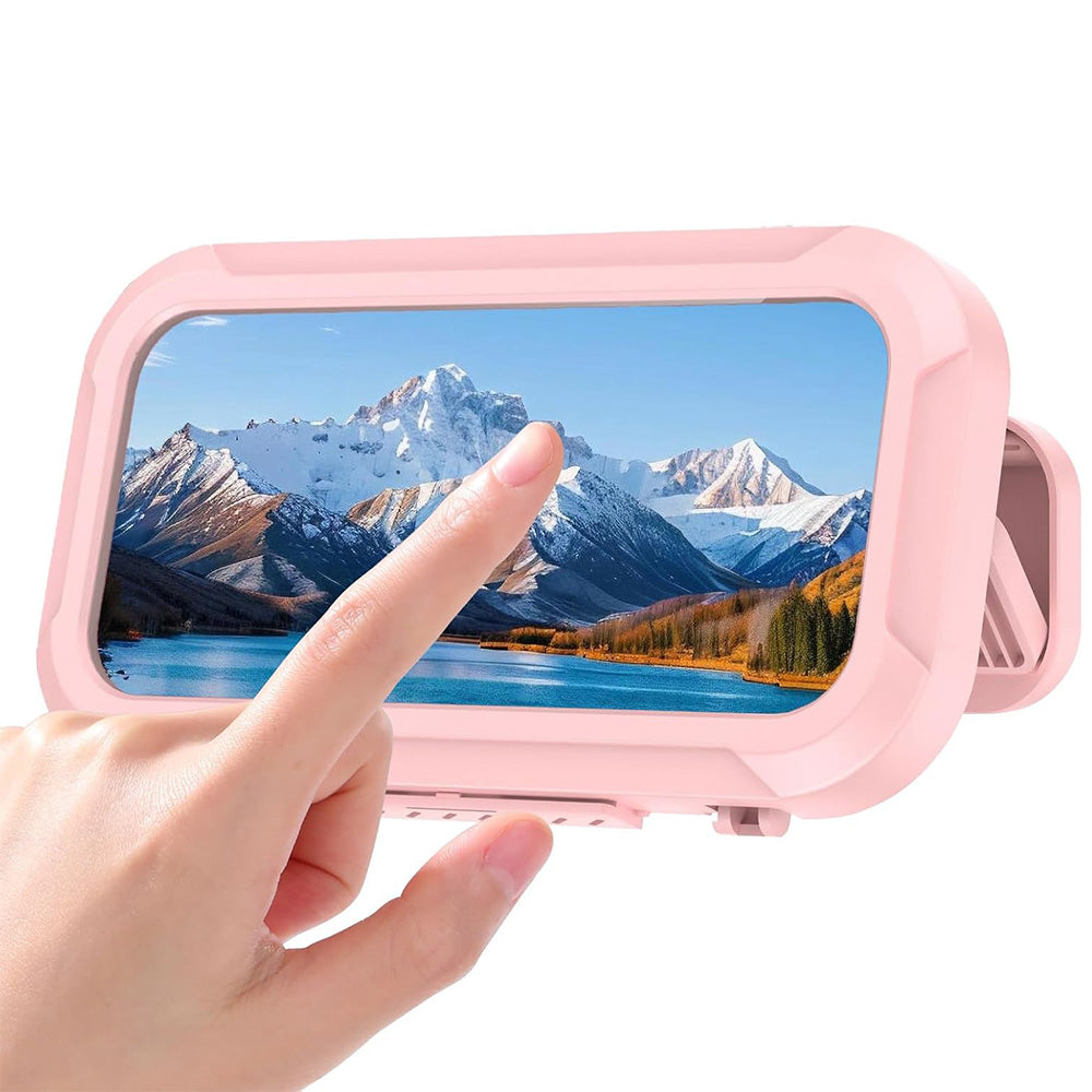 Waterproof Anti-Fog Rotating Shower Phone Holder for Bathroom Smartphone Case-Light Pink