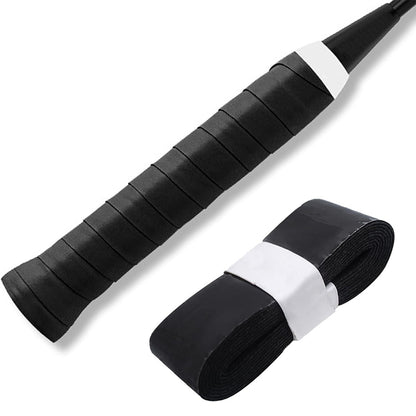 10Pcs Tennis Racket Grip Tapes PU Anti-Slip Overgrip Badminton Pickleball-Black