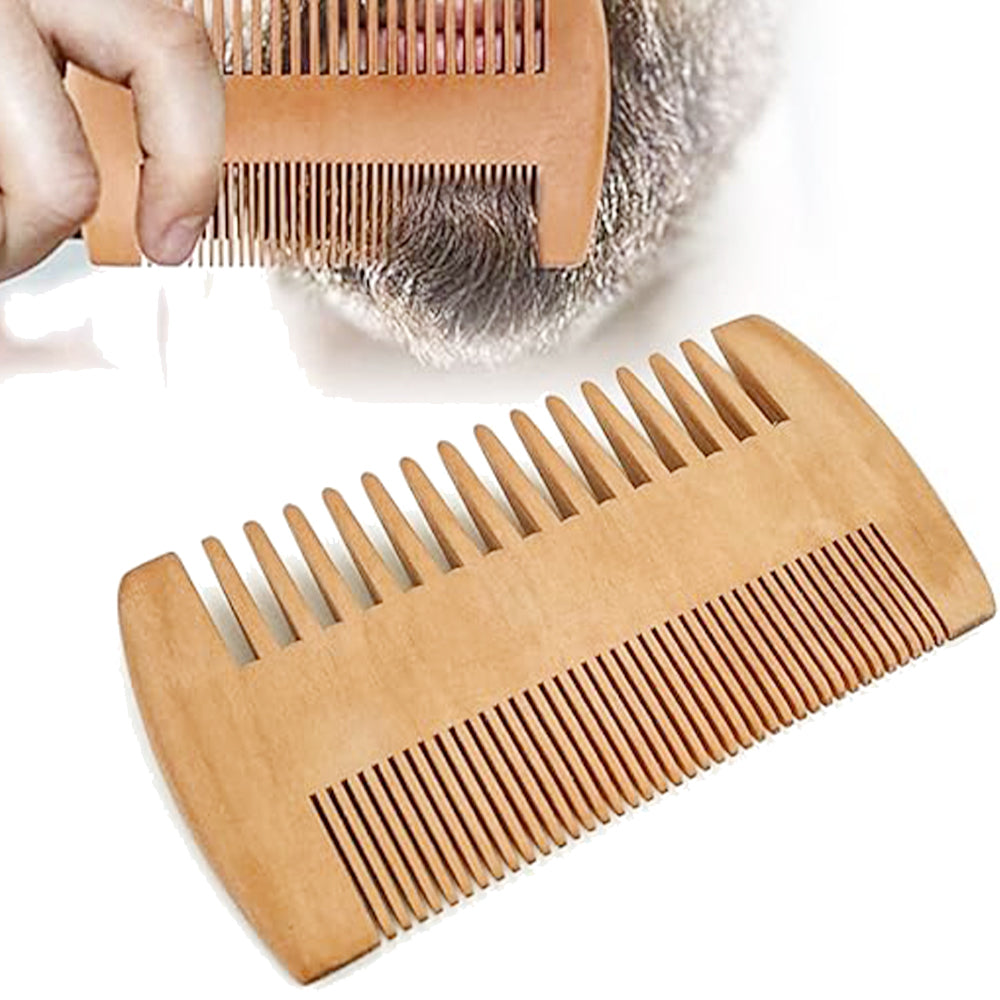 2PCS Double Sided Wooden Beard Comb-14 Teeth