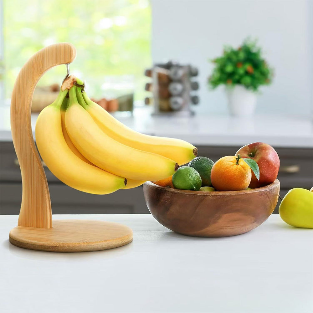 Wooden Banana Stand Holder Kitchen Fruit Storage Display Rack