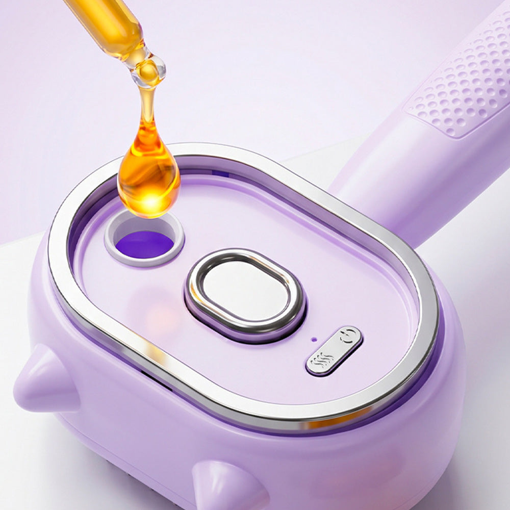Electric Spray Hair Brush with Cat Ear Design and One Click Cleaning - Purple