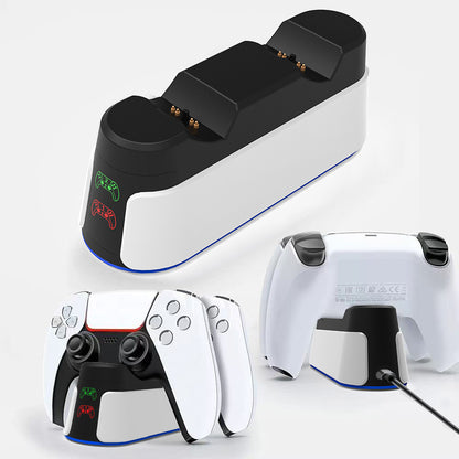 Dual PS5 Controller Fast Charging Dock with RGB Lights