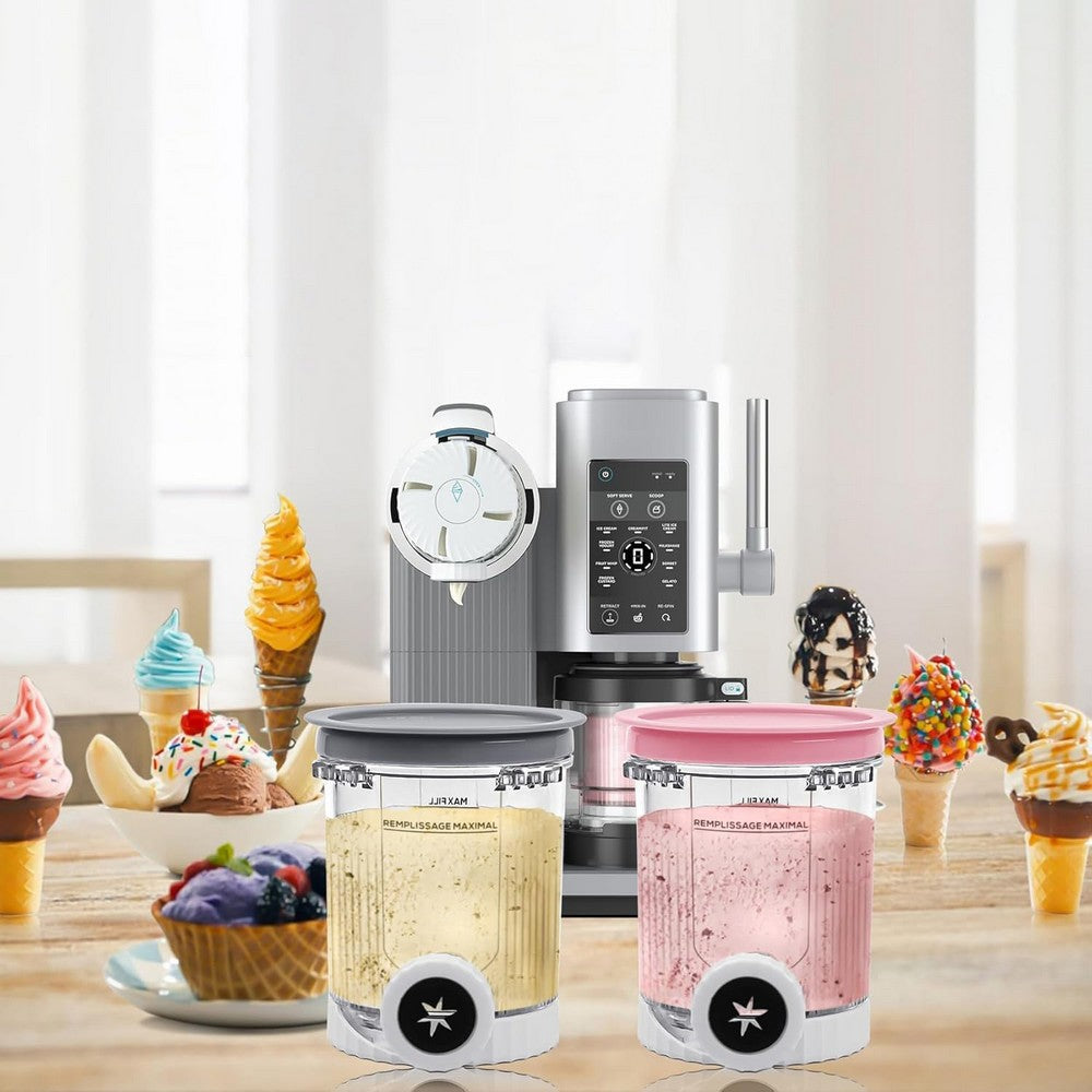 4Pcs Swirl Pints and Lids Compatible with Ninja NC700 NC701 Series for Ice Cream