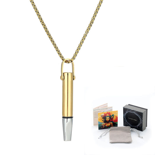 Mindfulness Breathing Necklace Stress Relief Pendant Stainless Steel Anxiety Breathe Necklace Gold