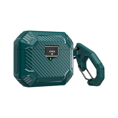 For Airpods Pro2nd Generation Magnetic Switch Case Shockproof Rugged Protective Cover with Keychain Dark Green