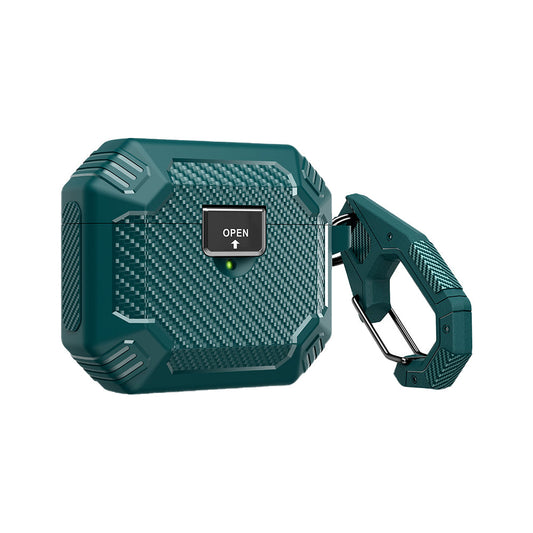 For Airpods Pro2nd Generation Magnetic Switch Case Shockproof Rugged Protective Cover with Keychain Dark Green