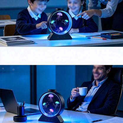 7 Color Breathing Gradient Jellyfish Lamp Mood Desk Lamp - Black