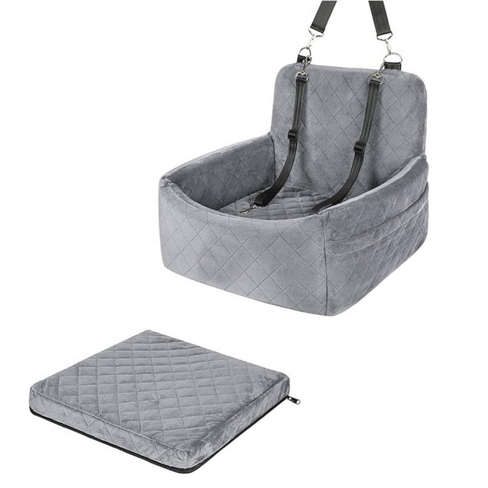Car Dog Bed Pet Booster Seat For Small Dogs And Cats-Grey
