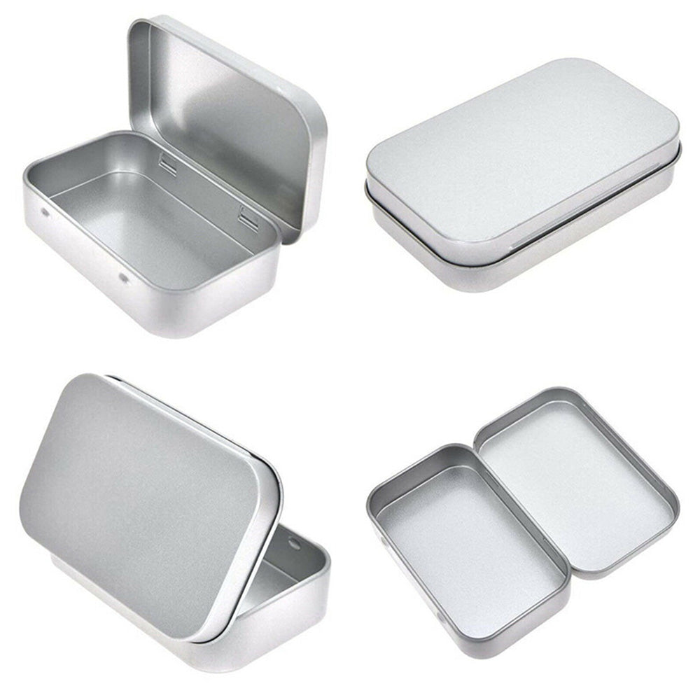 6 PCS Rectangular Small Tin Box with Hinged Lid