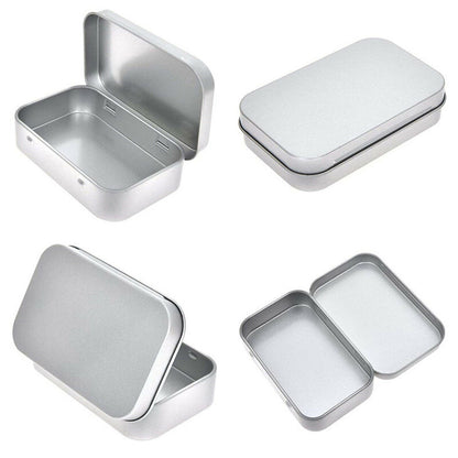 6 PCS Rectangular Small Tin Box with Hinged Lid