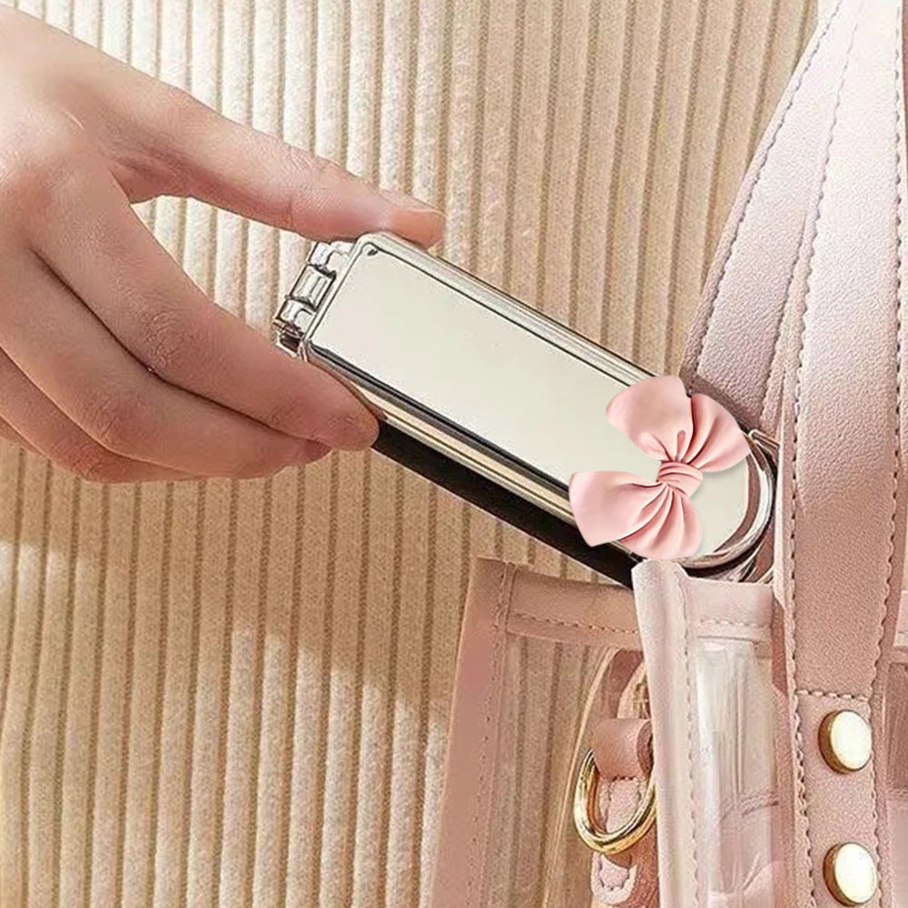 2Pcs Folding Hair Brush with Detachable Makeup Mirror Portable for Travel-Beige