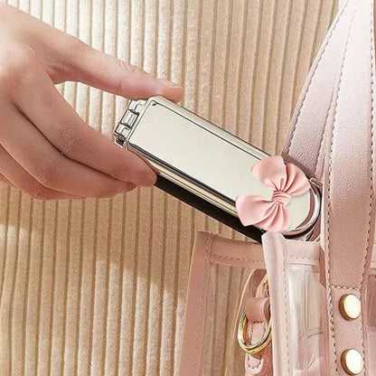 2Pcs Folding Hair Brush with Detachable Makeup Mirror Portable for Travel-Beige