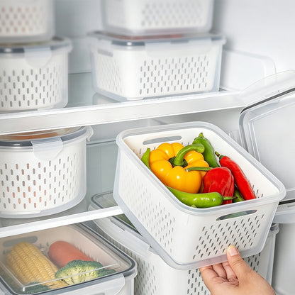 6Piece PP Produce Storage Containers with Drain Baskets