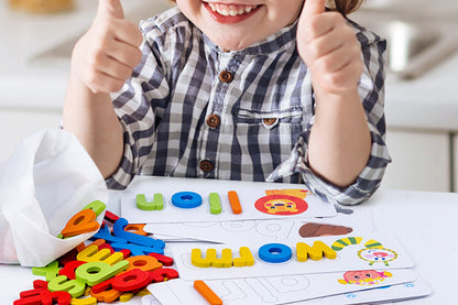 2Pcs Wooden Puzzle Spelling Words Game Educational Toy Word Spelling Matching Game