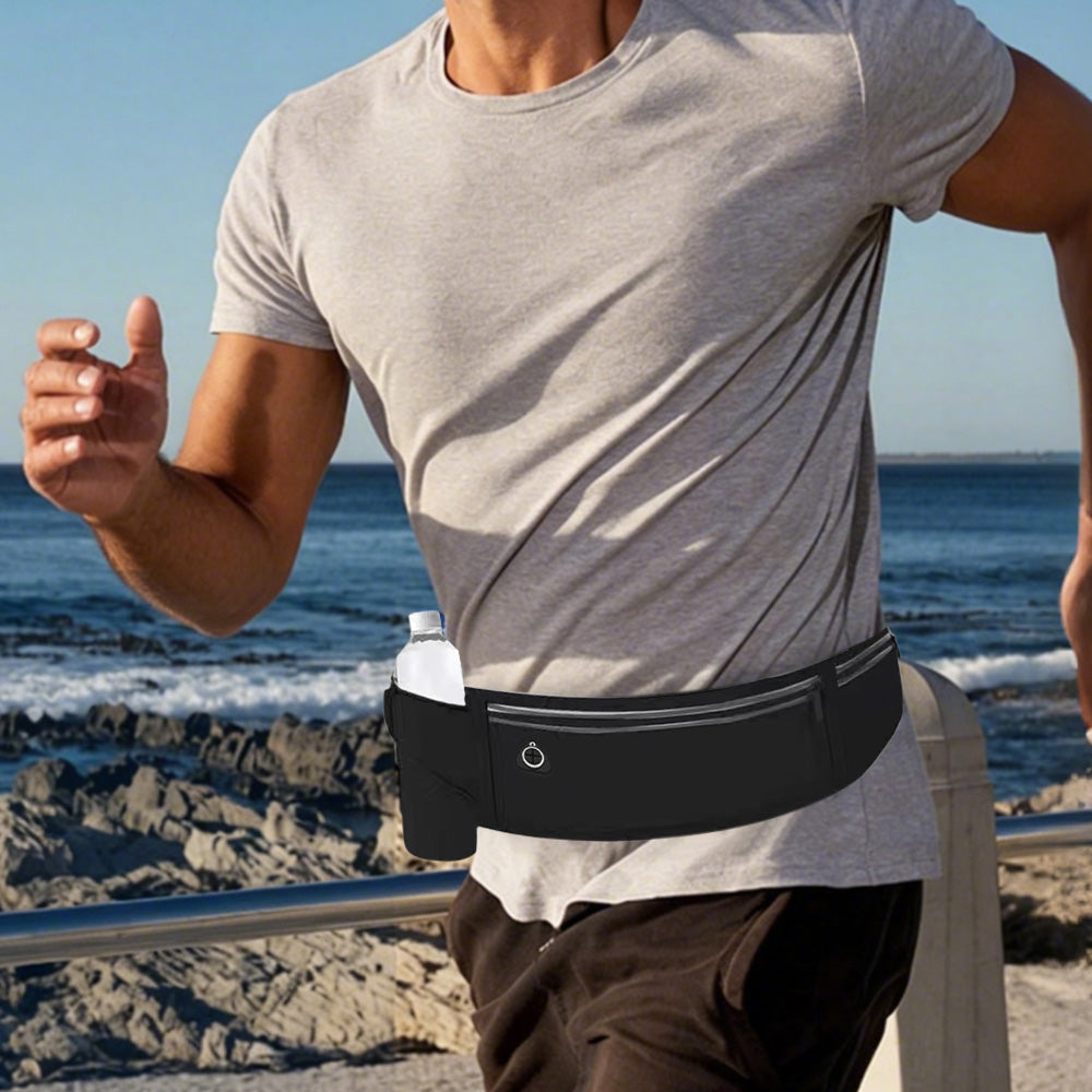 Unisex Waterproof Running Waist Pack Phone Belt -Black