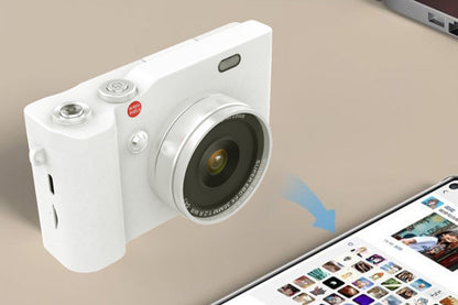 4K Digital Camera 64MP Vlogging Camera with 180-degree Flip Screen 16X Digital Zoom -White Color