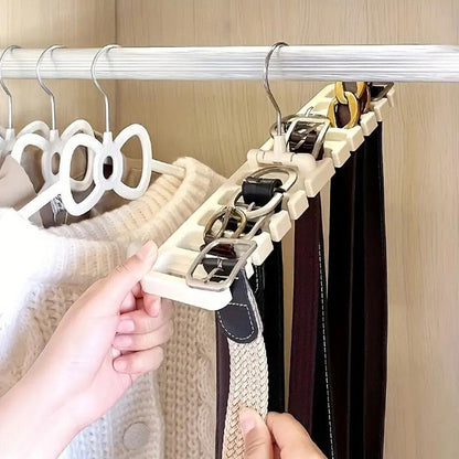 2Pcs Belt and Tie Hanger for Closet Organizer with 20 Hooks-Beige