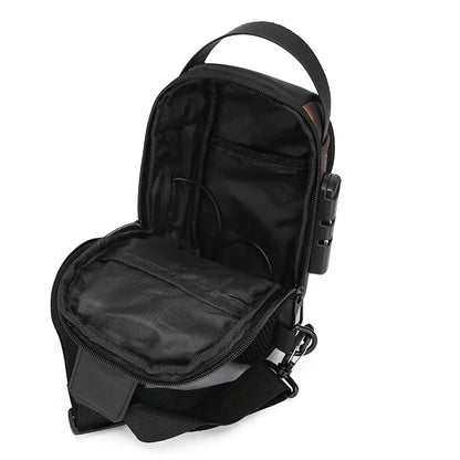 Anti-theft Crossbody Bag for Mern Password Sling Chest Pack with USB Port  Black