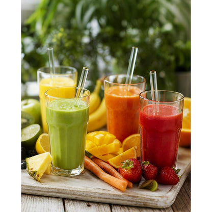 16Pcs Glass Straws Reusable Clear Glass Drinking Straws Set for Smoothies Juice