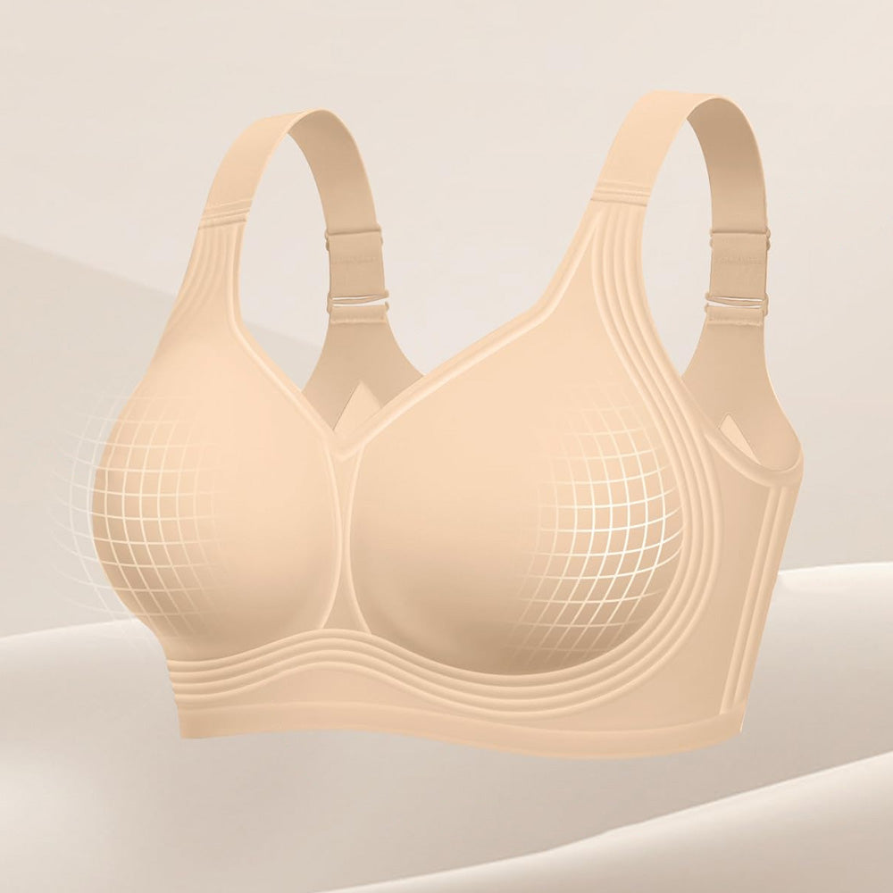 Seamless Wireless Plus Size Bra Full Coverage Comfortable Everyday Support for Women-Beige