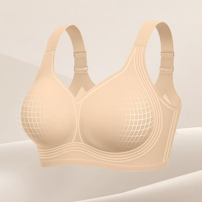 Seamless Wireless Plus Size Bra Full Coverage Comfortable Everyday Support for Women-Beige
