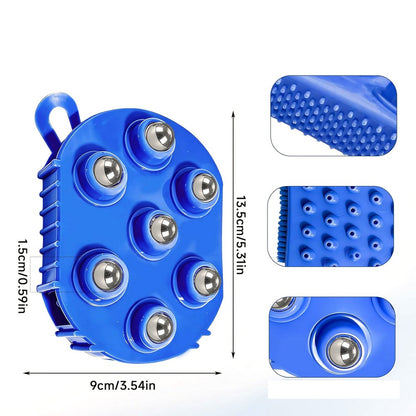 2Pcs Roller Ball Massager Glove Lymphatic Massage Fascia Muscle Release for Back-Blue