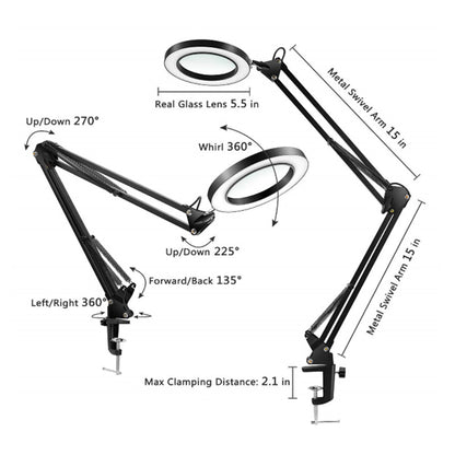 Lamp with Clamp 3 Color Modes for Work Craft Reading