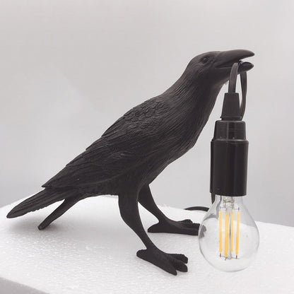 USB Crow Lamp Gothic Raven Light Halloween Decor for Bedroom or Bedside Table