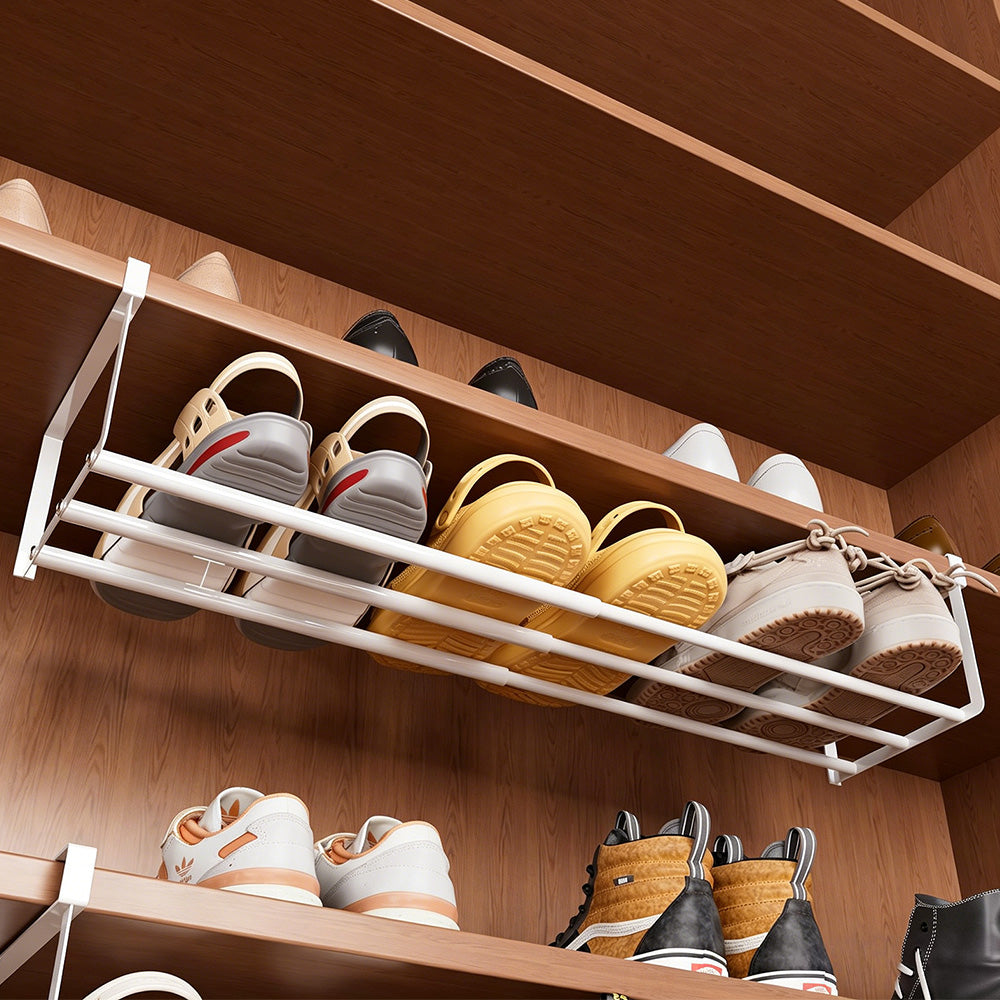 2 Pack Adjustable Shoe Shelf Space Saving Under Cabinet Shoe Rack for Closet