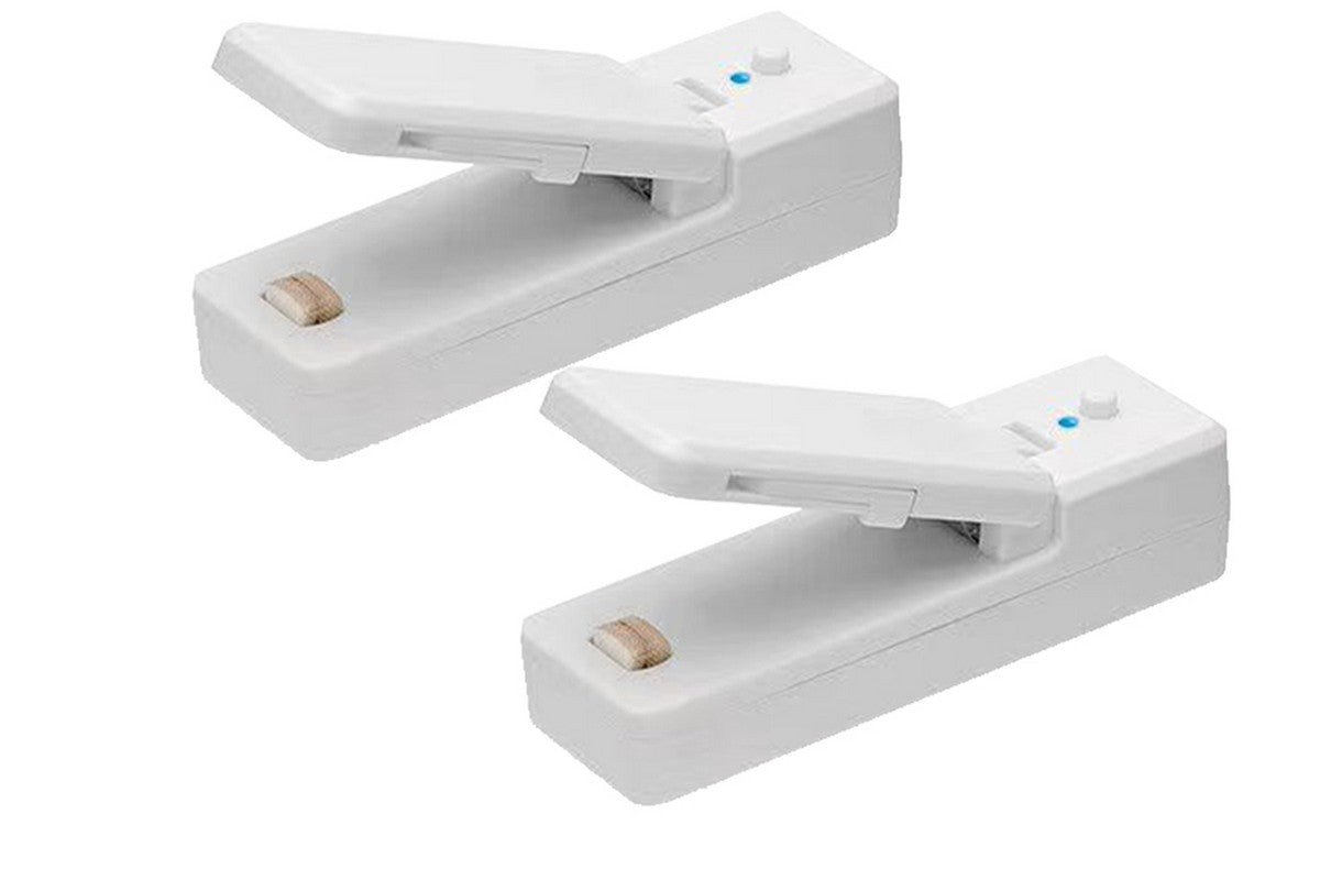2Pcs Portable USB Rechargeable 2-In-1 Handheld Heated Vacuum Sealer Cutter Plastic Bags Food Storage Freshness-White