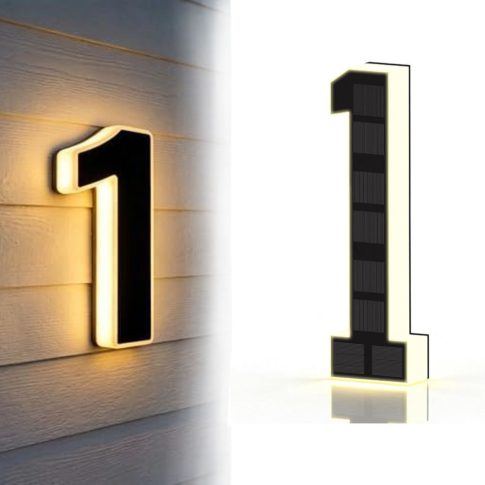 Solar Illuminated Address Sign with Light -Number 1
