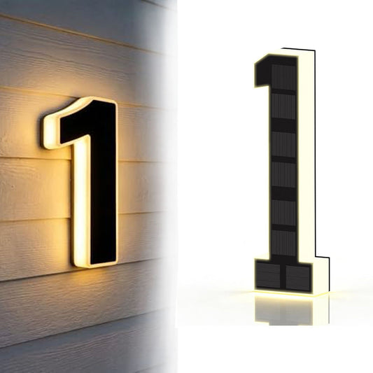 Solar Illuminated Address Sign with Light -Number 1