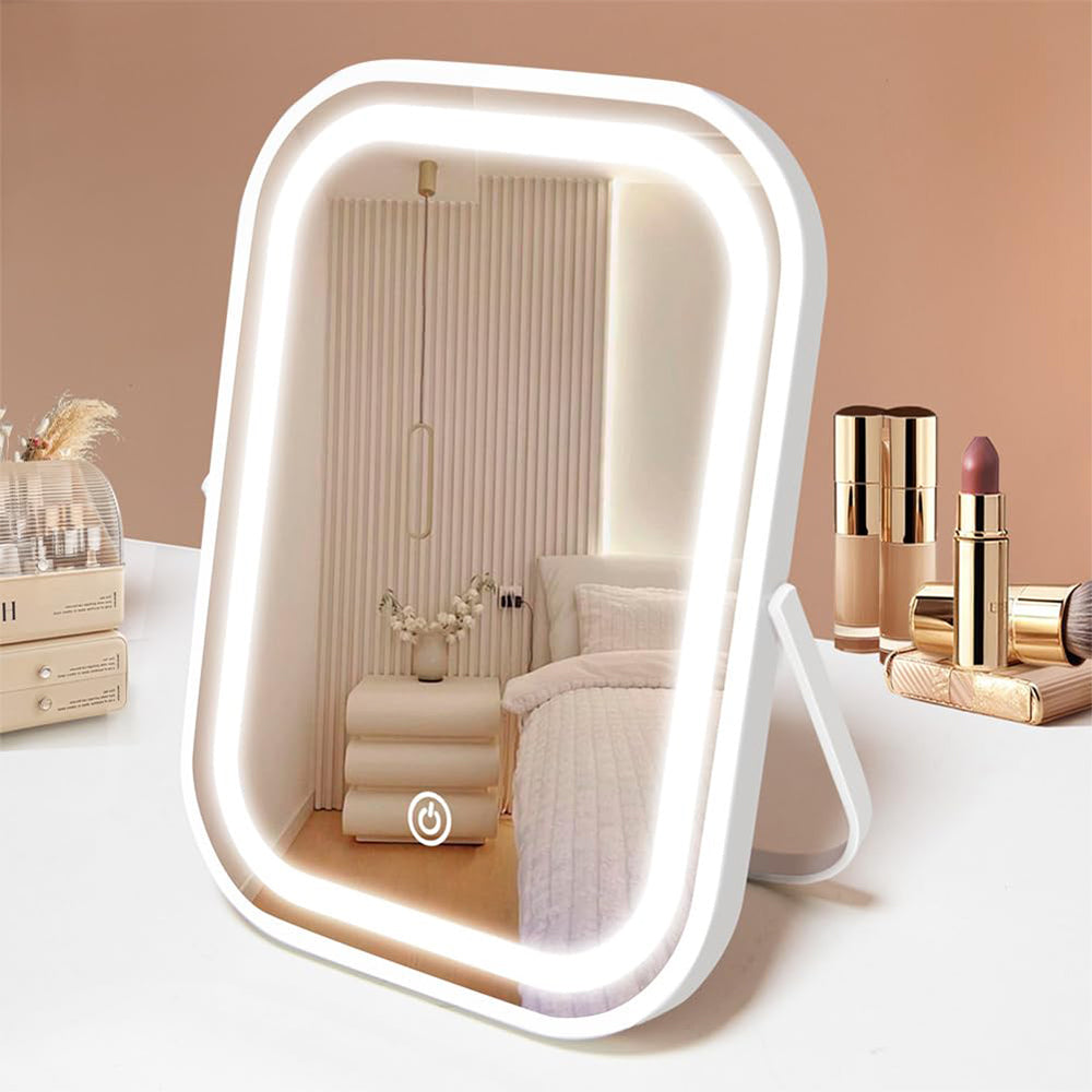 Travel Makeup Mirror with Lights LED Vanity Mirror with Dimmable Touch Button