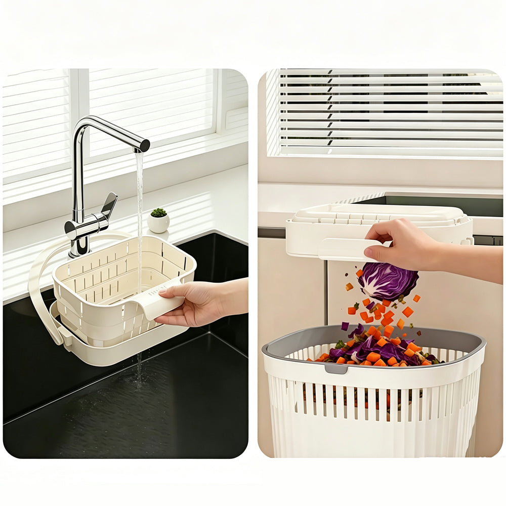 2Pcs Foldable Hanging Sink Strainers in White and Green