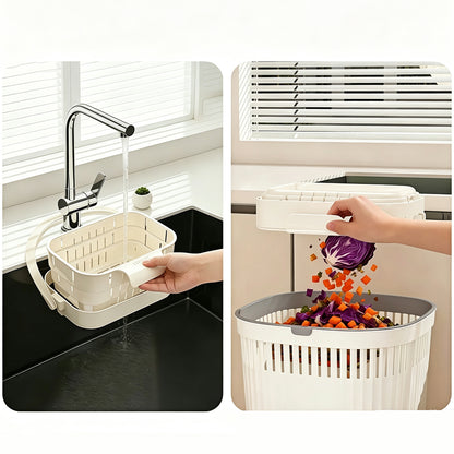 2Pcs Foldable Hanging Sink Strainers in White and Green