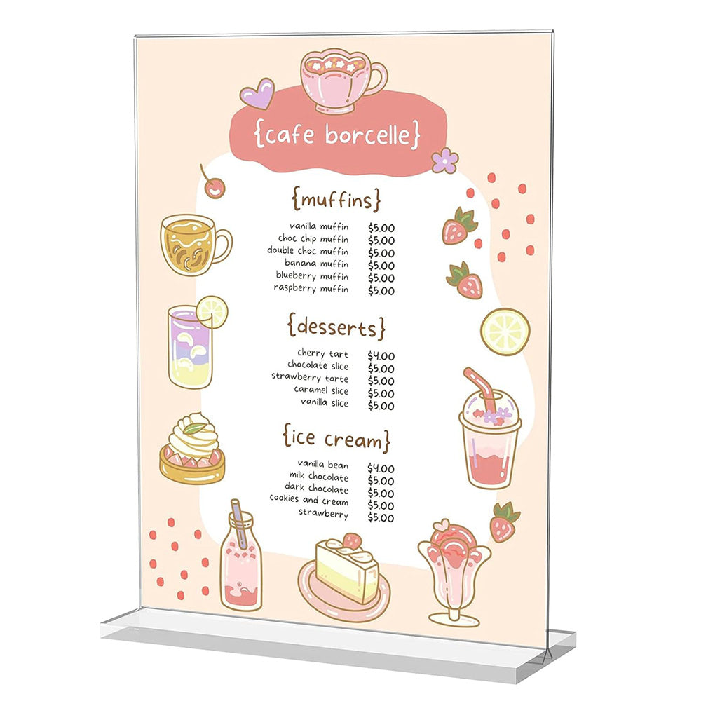 3Pcs Acrylic Sign Holder Clear Menu Stand Vertical Flyer Display for Restaurants
