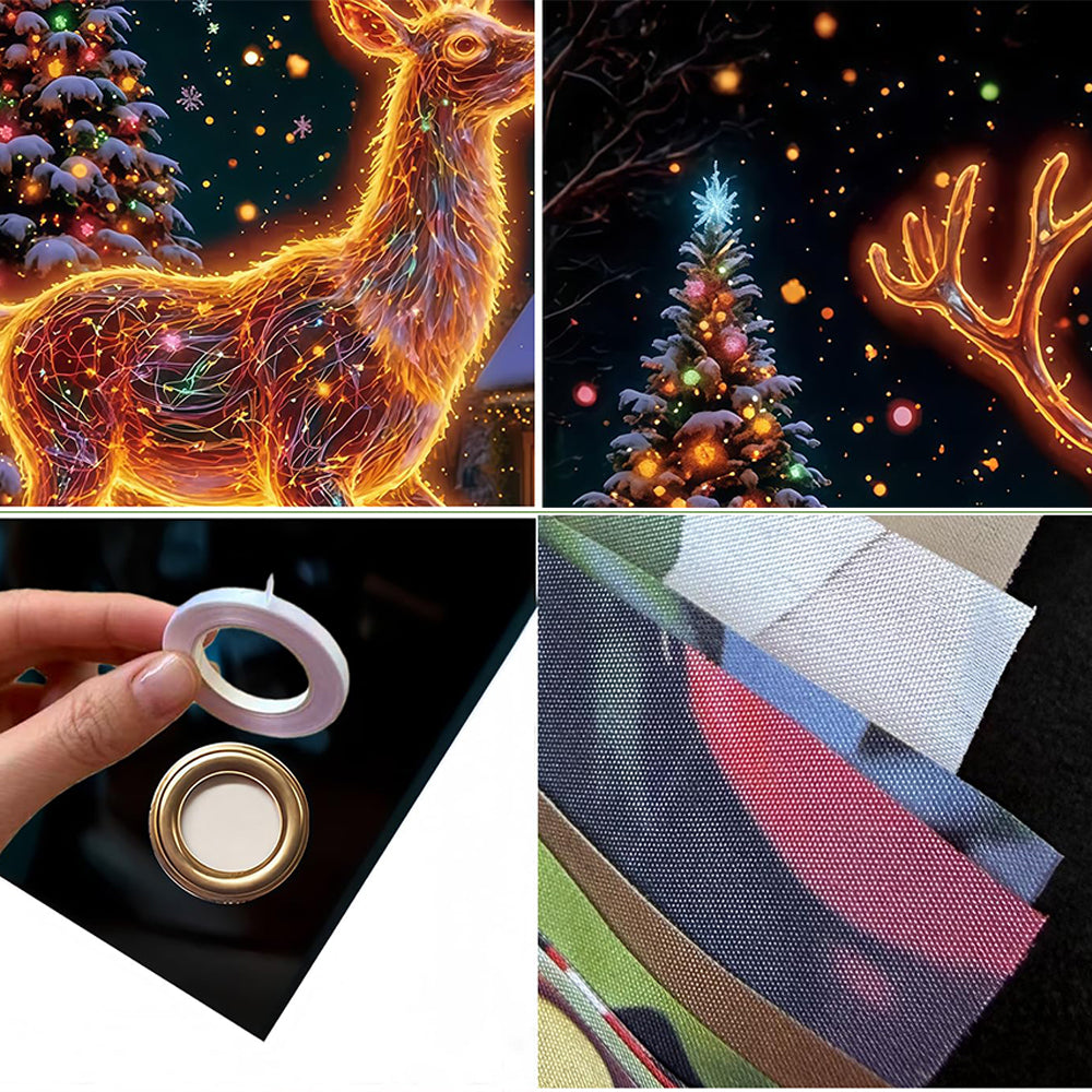 90x180cm 2D UV Reactive Christmas Glow Door Curtain - Deer