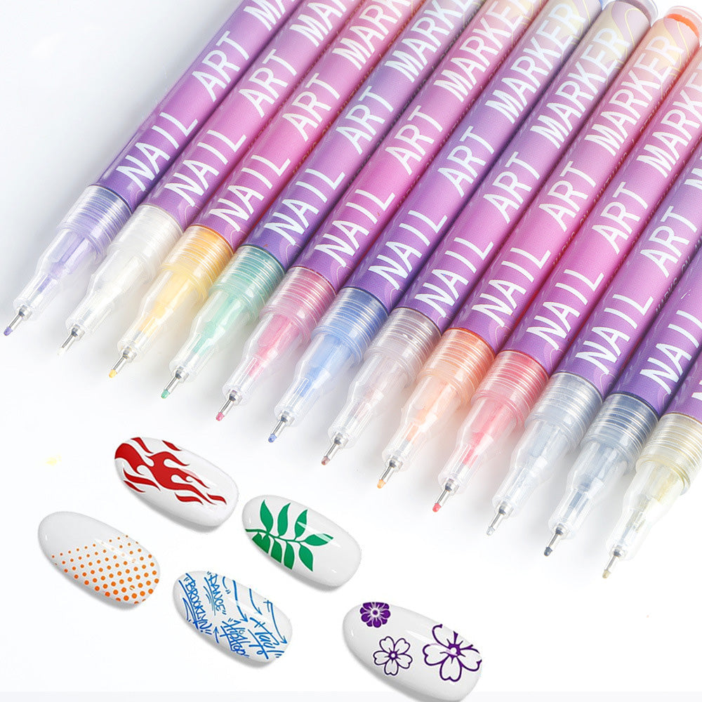 12-Color DIY Nail Art Paint Pen Set Nail Dotting & Drawing Pens for Manicure