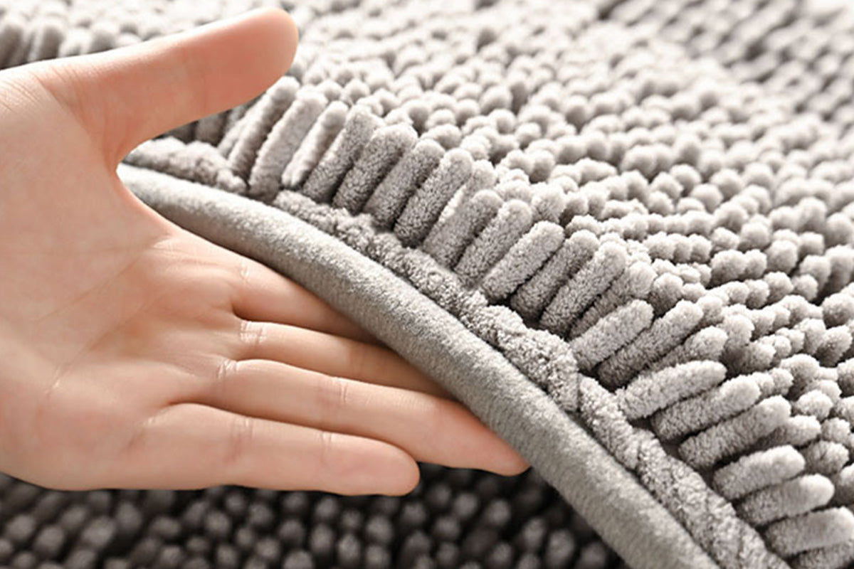 Two Layers Bath Mat 40x60cm Thick Soft Absorbent Chenille Bath Rug Mat-Grey